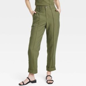 Women’s High Rise Slim Fit Effortless Pintuck Ankle Pants - Green
